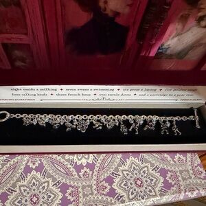 12 Days of Christmas Silver Plated Charm Bracelet vintage